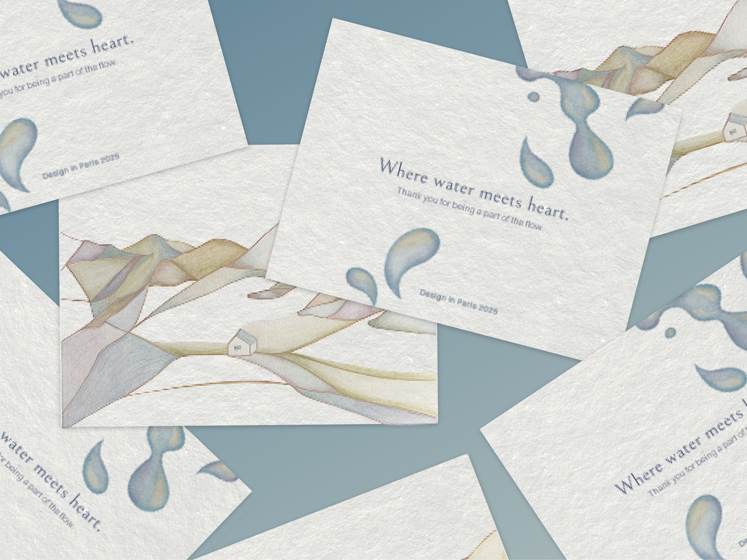 Liminar — business cards on pattern, mountain motif
